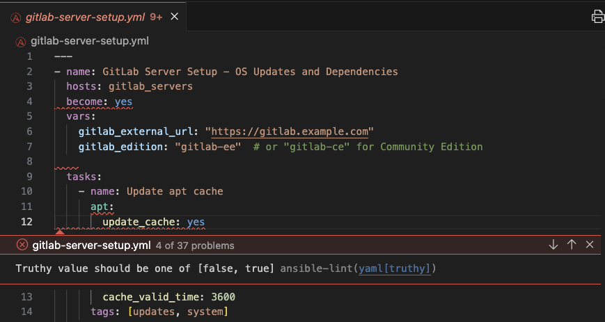 VS Code with Ansible lint error: trailing whitespaces